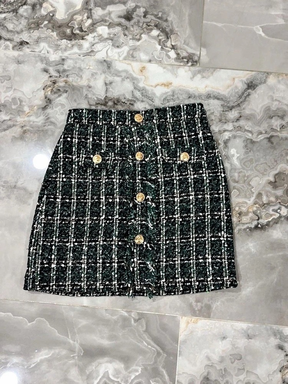 Walter Baker Iliana Skirt Plaid Mini Skirt in Green & Black Size 0 Like New